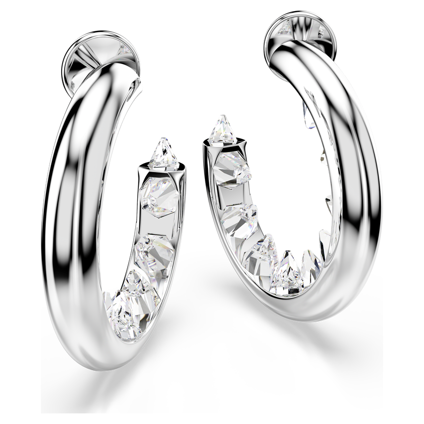 swarovski أقراط حلقية sublima، لون أبيض، طلاء روديوم