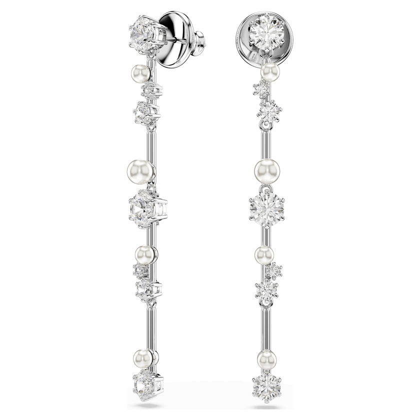swarovski أقراط متدلية constella، لآلي كريستال، قطع مستدير، لون أبيض، طلاء روديوم