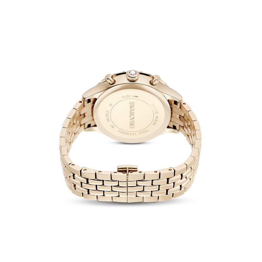 swarovski ساعة octea chrono، صناعة سويسرية، سوار معدني، لون ذهبي، لمسة نهائية بلون شامبين ذهبي
