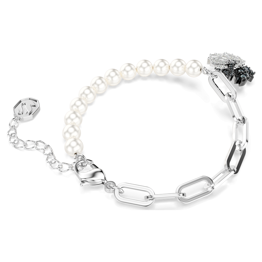 swarovski سوار swan، لآلئ كريستال، شكل بجعة، لون أسود، طلاء روديوم