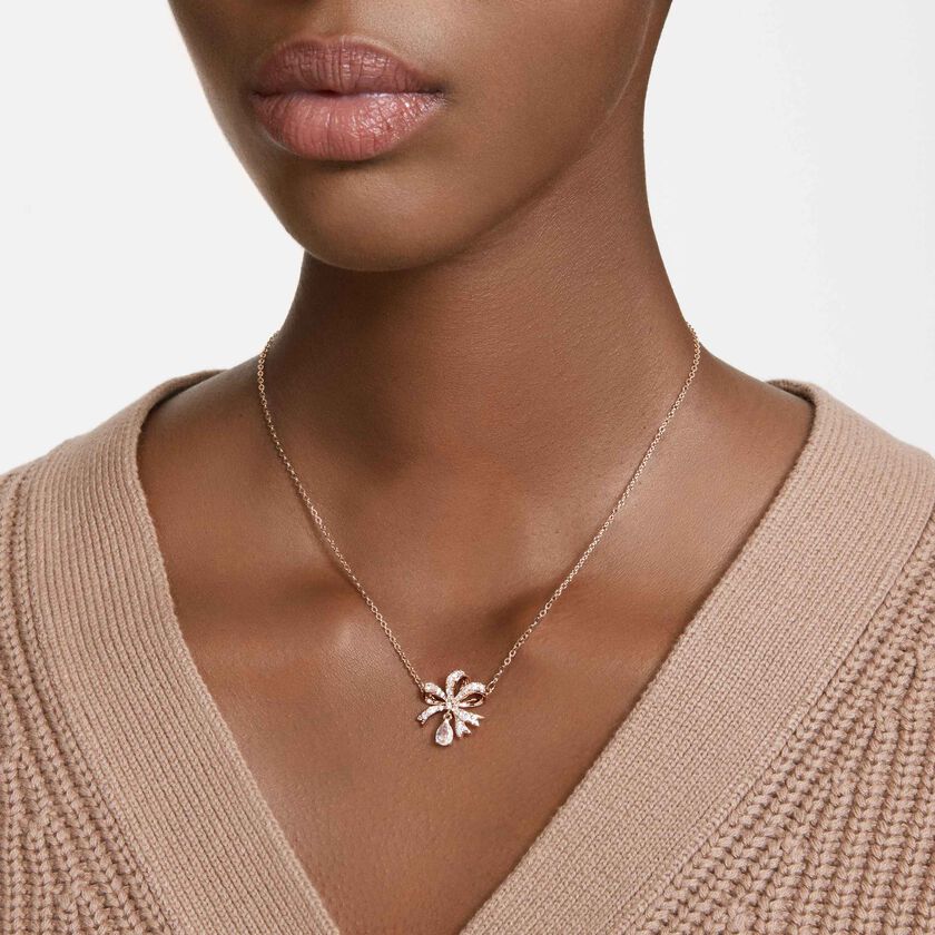 swarovski عقد volta، شكل قوس، حجم صغير، لون أبيض، طلاء بلون ذهبي وردي