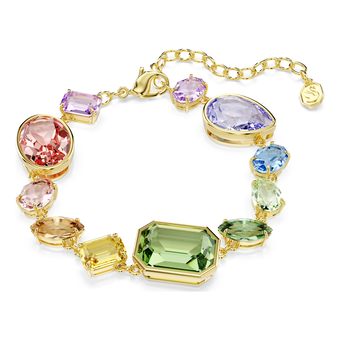 swarovski gema bracelet  mixed cuts  multicolored  gold tone plated