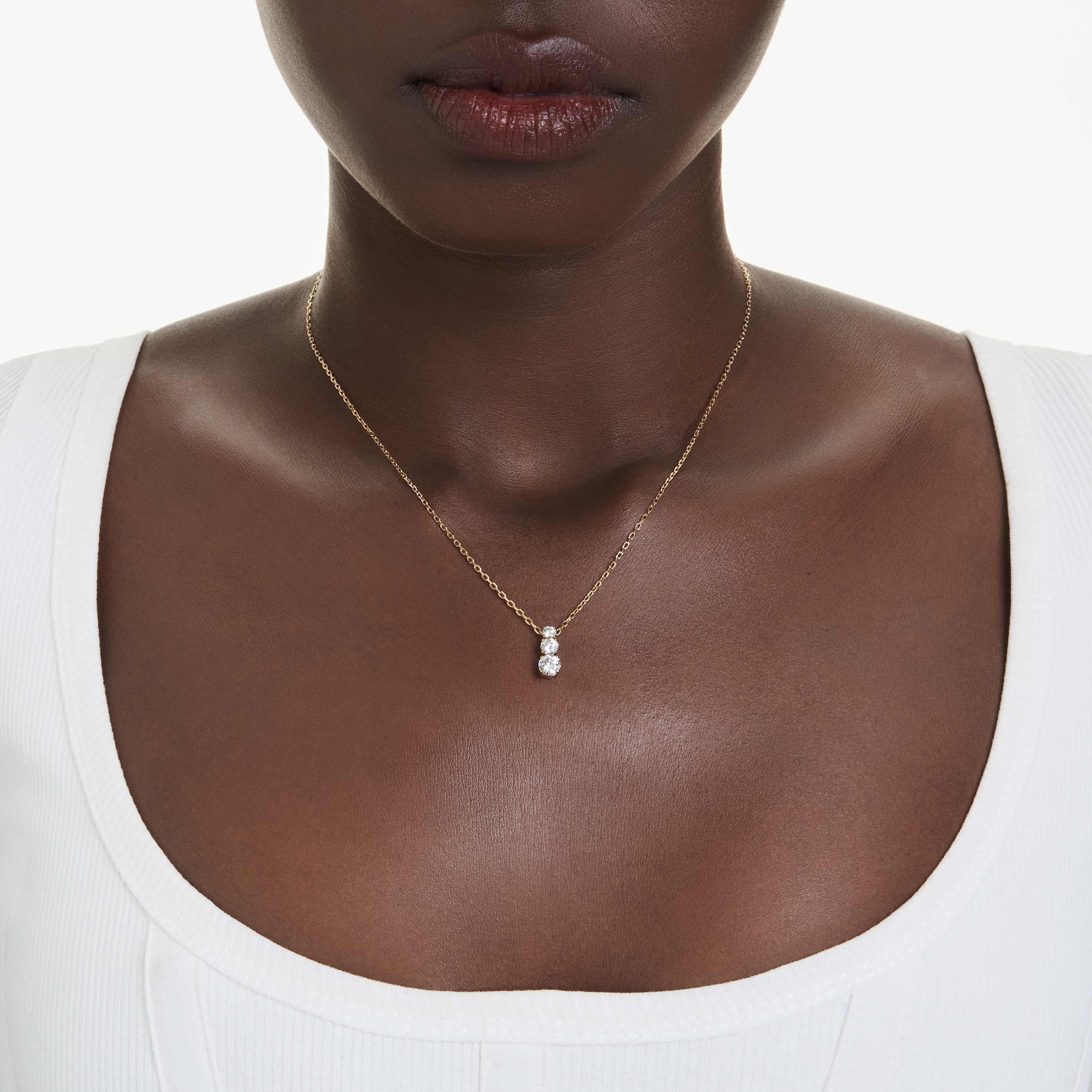 swarovski قلادة stilla attract، قطع مستدير، لون أبيض، طلاء باللون الذهبي