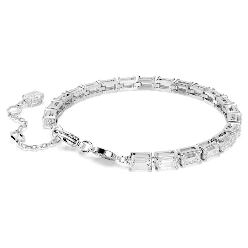 swarovski سوار matrix tennis، قطع باغيت، لون أبيض، طلاء روديوم