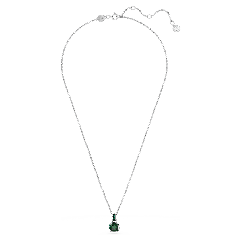 swarovski قلادة birthstone، قطع مربع، مايو، لون أخضر، طلاء روديوم