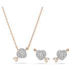 swarovski طقم idyllia، قطع متنوع، شكل قلب وسهم، لون أبيض، طلاء باللون الذهبي الوردي