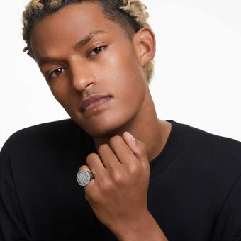 swarovski خاتم dextera كوكتيل، قطع مثمن، لون أبيض، طلاء روديوم