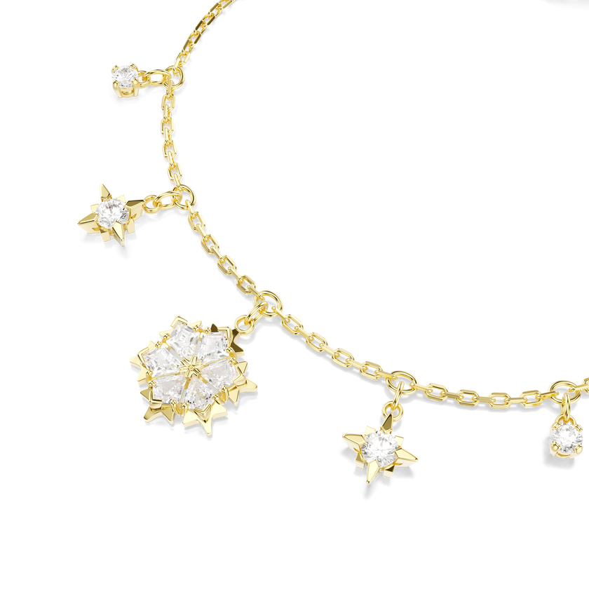 swarovski سوار magic، قطع متنوع، ندفة ثلج، لون أبيض، لمسة نهائية من الذهب عيار 18 قيراط