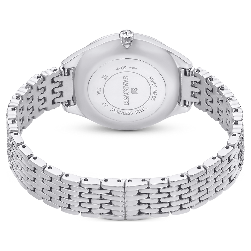 swarovski ساعة attract، صناعة سويسرية، كريستالات متراصة، سوار كريستال، لون فضي، ستانلس ستيل