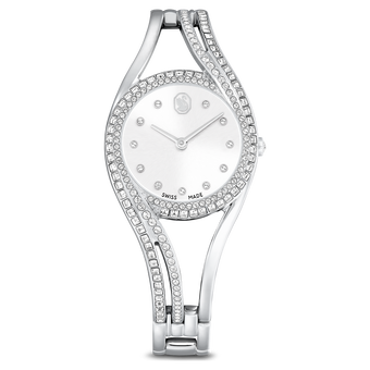 swarovski ساعة hyperbola bangle، صناعة سويسرية، سوار معدن، لون فضي، ستانلس ستيل