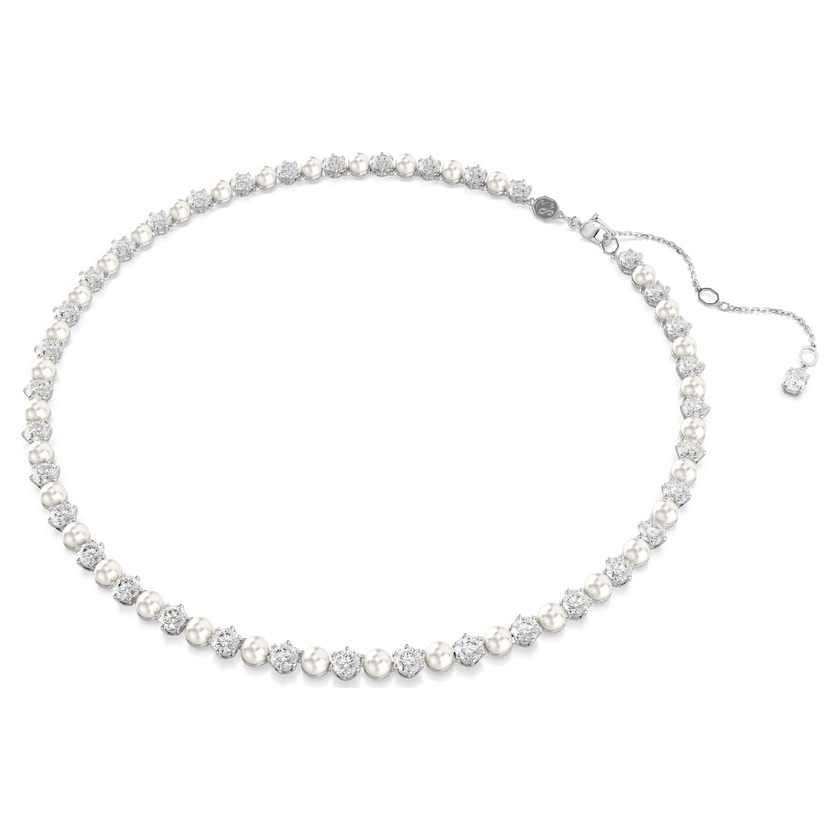 swarovski عقد matrix tennis، لآلئ كريستال، قطع مستدير، لون أبيض، طلاء روديوم