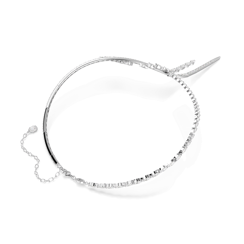 swarovski عقد mesmera على شكل حرف y، قطع متنوع، لون أبيض، طلاء روديوم