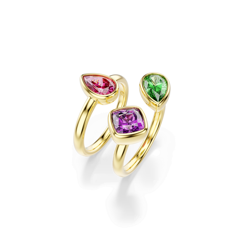 swarovski خاتم كوكتيل imber، طقم من قطعتين، قطع متنوع، ألوان متعددة، لمسة نهائية من الذهب عيار 18 قيراط