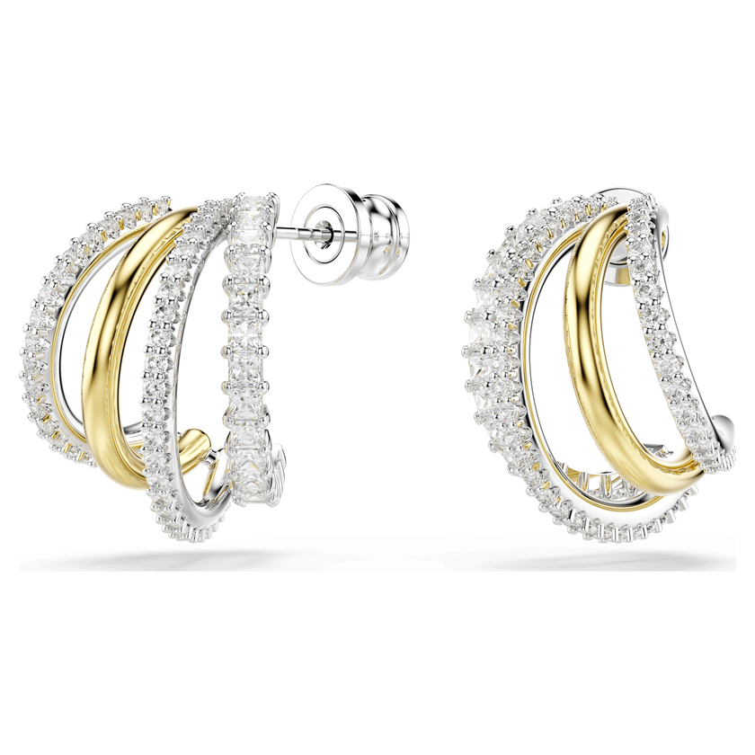 swarovski أقراط حلقية hyperbola، قطع متنوع، حجم صغير، لون أبيض، لمسة نهائية من معادن مختلطة