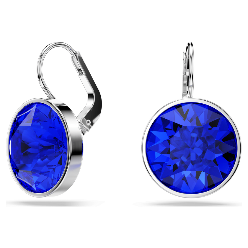 swarovski أقراط متدلية bella، قطع مستدير، لون أزرق، طلاء روديوم