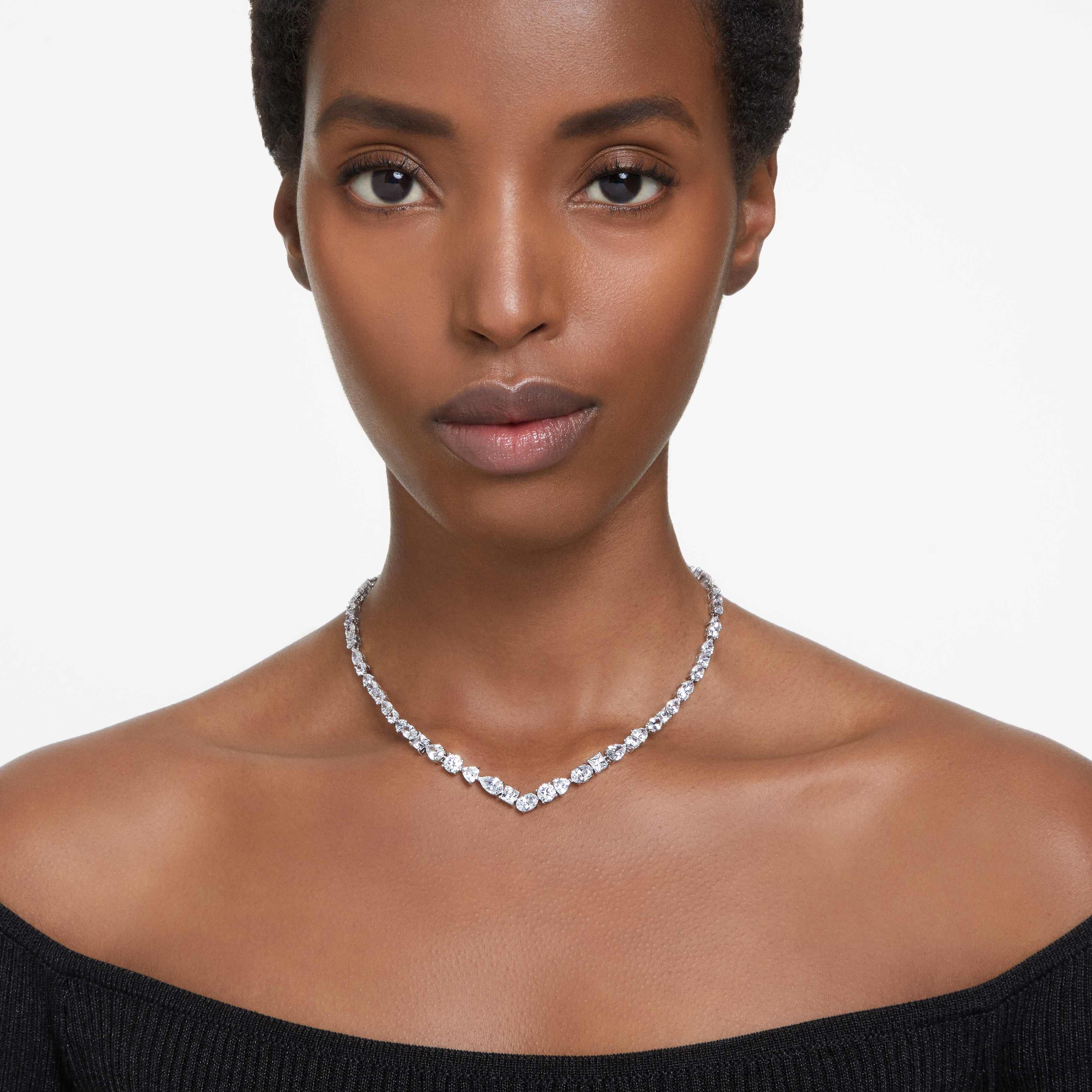 swarovski عقد mesmera، قطع متنوع، لون أبيض، طلاء روديوم