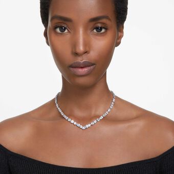 swarovski عقد mesmera، قطع متنوع، لون أبيض، طلاء روديوم