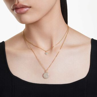 swarovski قلادة متعددة الطبقات sublima، لون أبيض، لمسة نهائية من الذهب عيار 18 قيراط