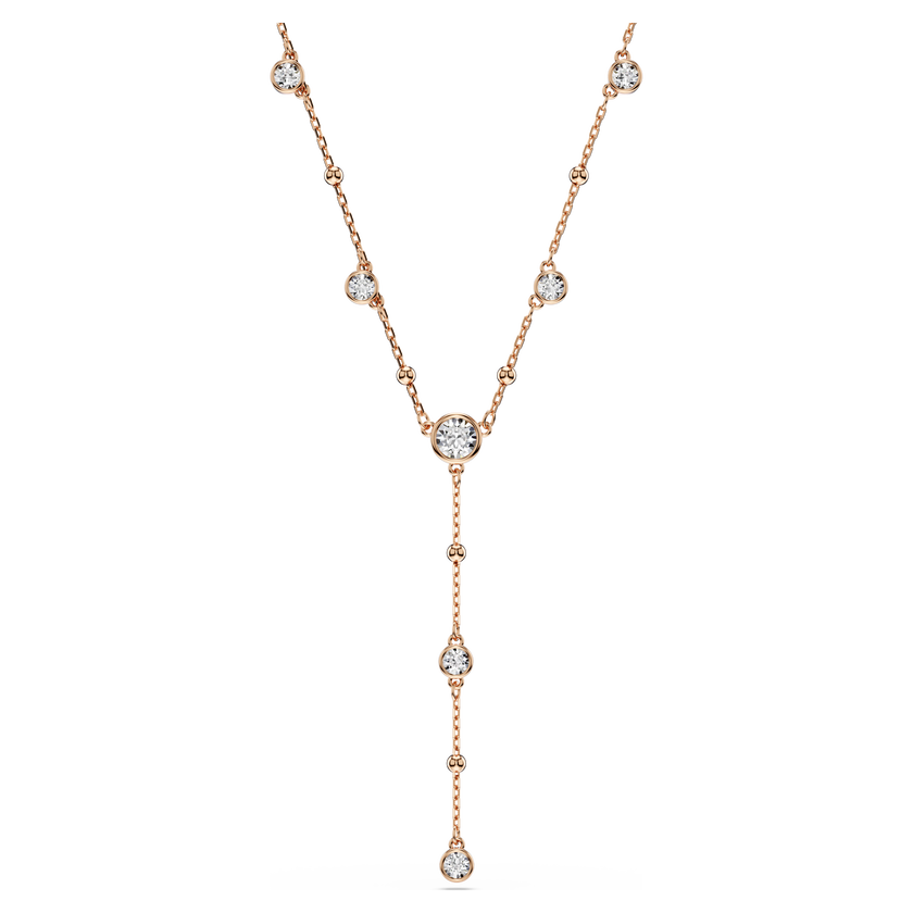 swarovski عقد imber على شكل حرف y، قطع مُستدير، لون أبيض، لمسة نهائية من الذهب الوردي عيار 18 قيراط