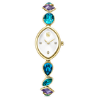 swarovski ساعة gema، سوار كريستال، لون ذهبي، لمسة نهائية باللون الذهبي