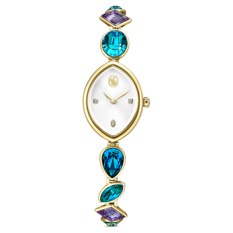 swarovski ساعة gema، سوار كريستال، لون ذهبي، لمسة نهائية باللون الذهبي