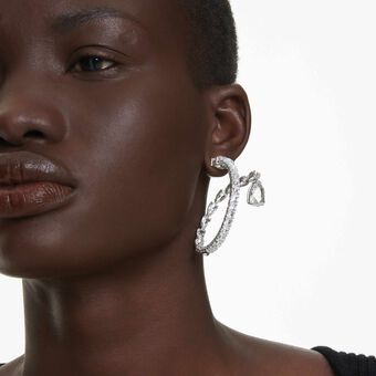 swarovski أقراط حلقية matrix، قطع متنوع، لون أبيض، طلاء روديوم