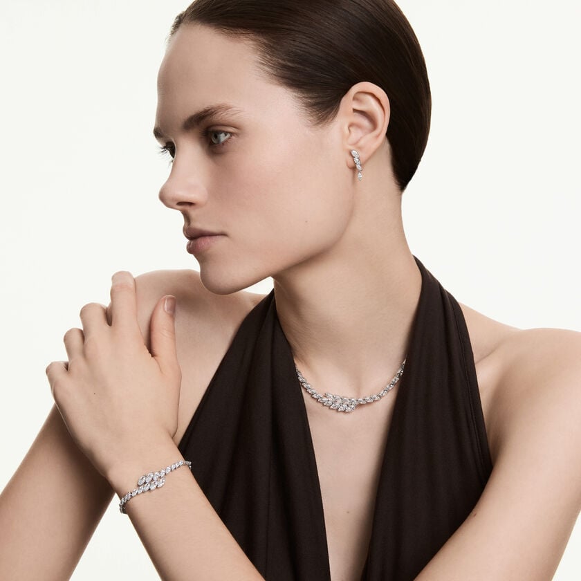 swarovski طقم mesmera، طقم  3 ، قطع ماركيز، لون أبيض، طلاء روديوم
