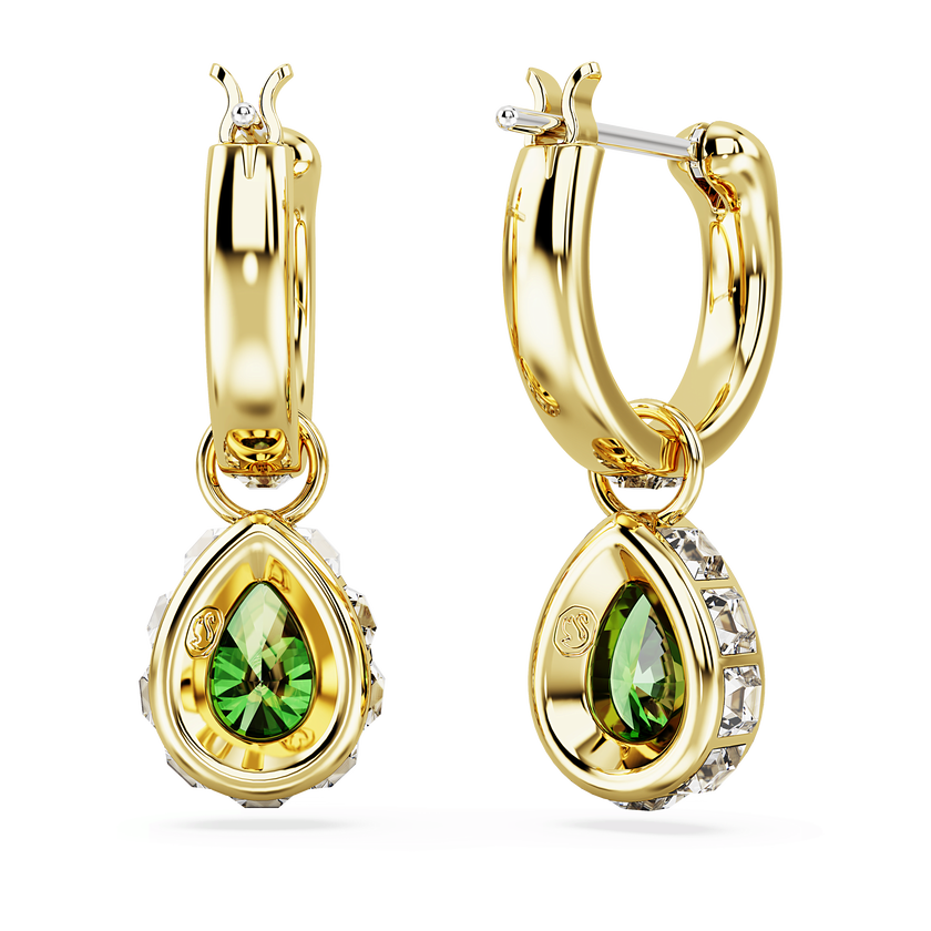 swarovski أقراط متدلية chroma، على شكل كمثرى، لون أخضر، طلاء بلون ذهبي
