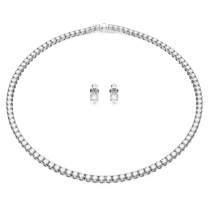 swarovski طقم matrix tennis، قطع مستدير، لون أبيض، طلاء روديوم