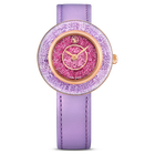 Crystalline Lustre watch, Swiss Made, Leather strap, Purple, Rose gold-tone finish