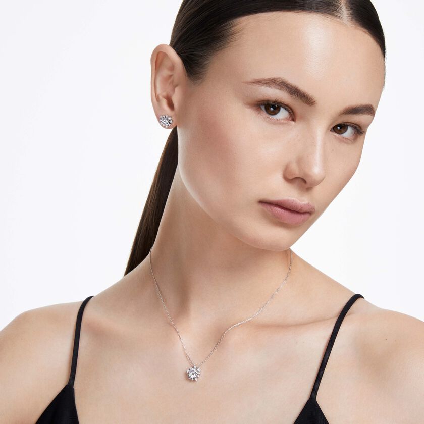 swarovski أقراط دبوسية galaxy، أحجار ألماس مُصنعة في المختبر بإجمالي 2 3 قيراط، ذهب أبيض عيار 18