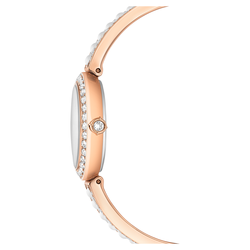 swarovski ساعة بسوار matrix pearl bangle، صناعة سويسرية، سوار مرصع بالكريستال، لون أبيض، لمسة نهائية باللون الذهبي الوردي