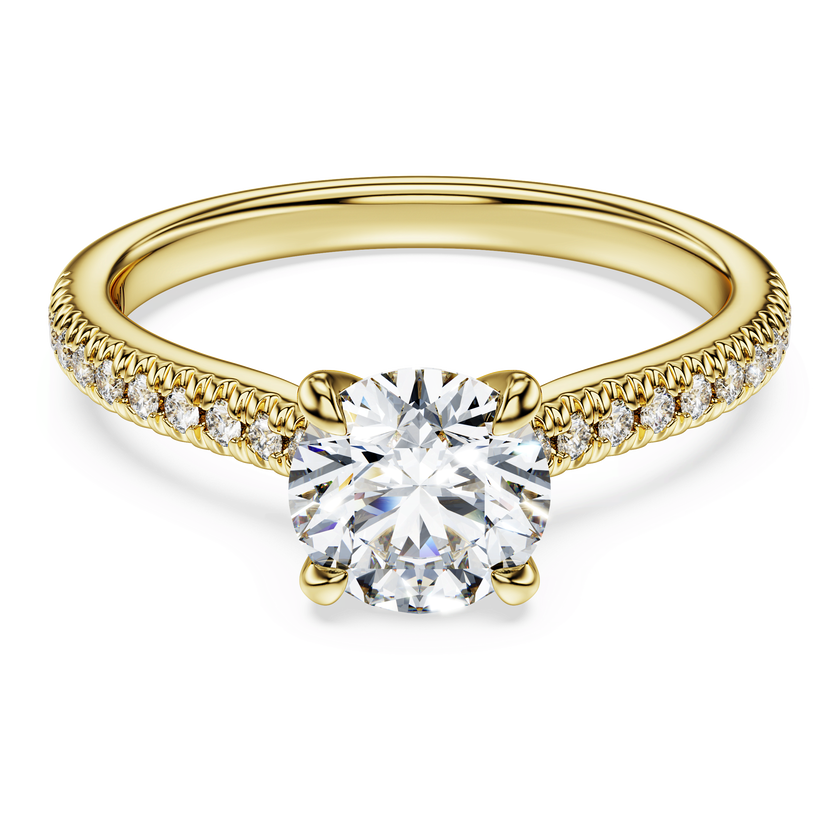 swarovski خاتم سوليتير eternity، أحجار ألماس مُصنعة في المختبر بإجمالي 1 2 قيراط، قطع مستدير، ذهب أصفر عيار 18