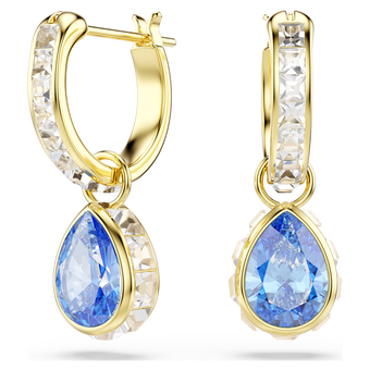swarovski أقراط متدلية chroma، قطع كمثري، لون أزرق، لمسة نهائية من الذهب عيار 18 قيراط