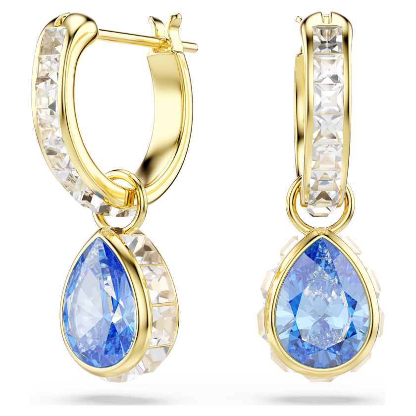 swarovski أقراط متدلية chroma، قطع على شكل كمثرى، لون أزرق، لمسة نهائية من الذهب عيار 18 قيراط
