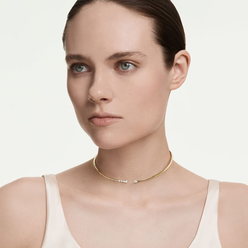 swarovski عقد شوكر mesmera، قطع متنوع، لون أبيض، لمسة نهائية من الذهب عيار 18 قيراط