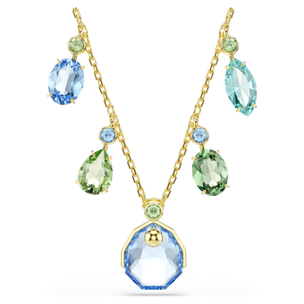 swarovski عقد gema، قطع متنوع، تصميم متدلٍ، ألوان متعددة، طلاء باللون الذهبي