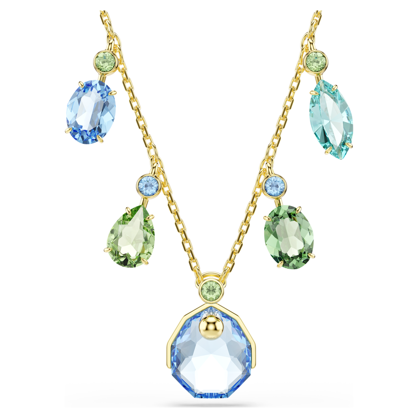 swarovski عقد gema، قطع متنوع، تصميم متدلٍ، ألوان متعددة، طلاء باللون الذهبي