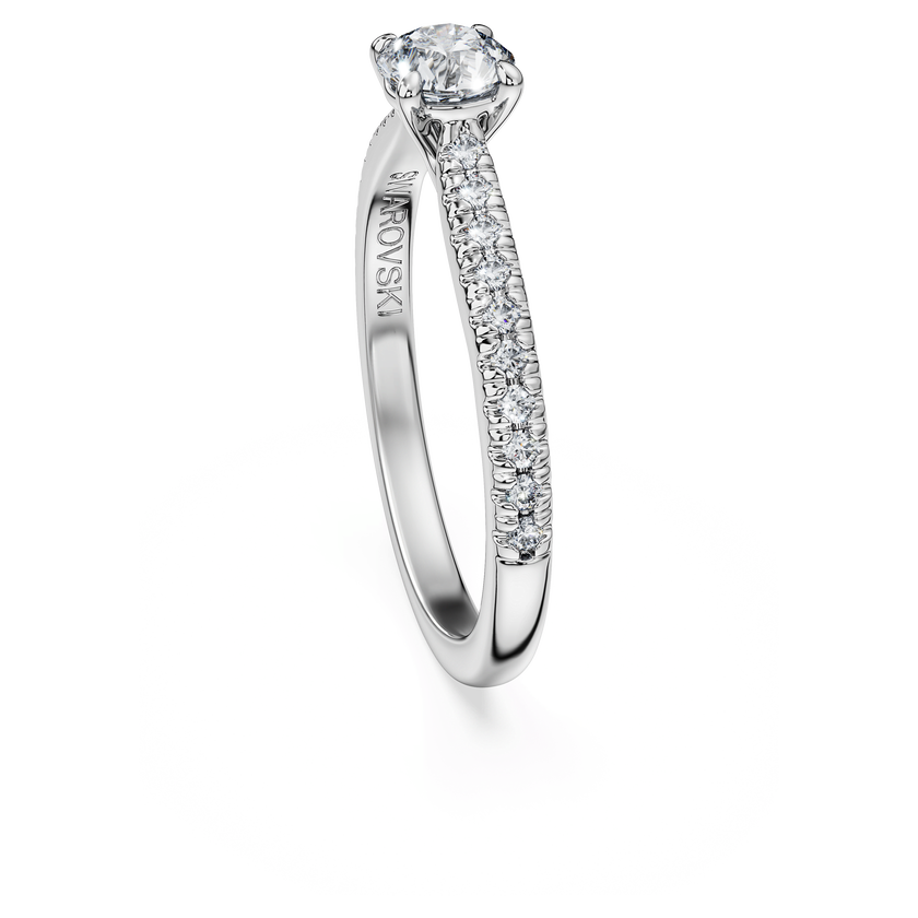 swarovski خاتم سوليتير eternity، أحجار ألماس مُصنعة في المختبر بإجمالي 0 7 قيراط، ذهب أبيض عيار 18
