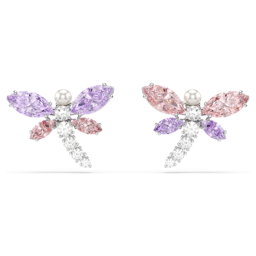 أقراط دبوسية ariana grande x swarovski، قطع متنوع، شكل يعسوب، ألوان متعددة، طلاء روديوم