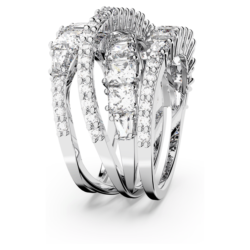 swarovski خاتم hyperbola، قطع مختلط، لون أبيض، طلاء روديوم