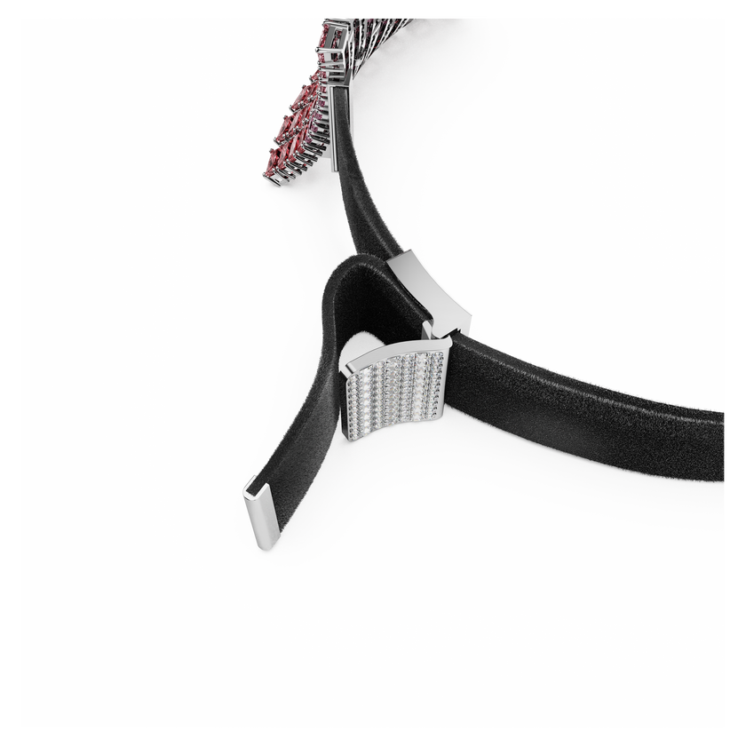 swarovski matrix choker  baguette cut  pink  rhodium plated