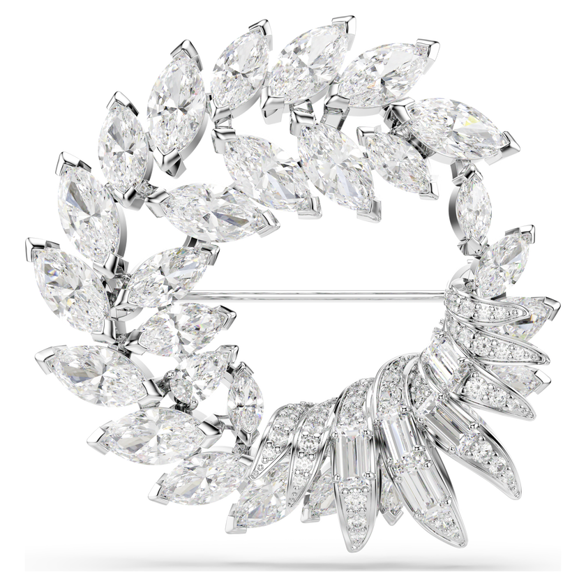 swarovski بروش mesmera، قطع ماركيز، لون أبيض، طلاء روديوم