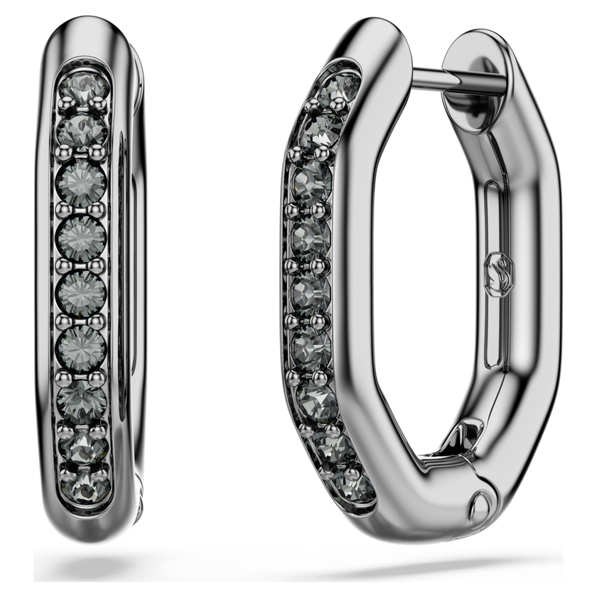 swarovski أقراط حلقية dextera، شكل مثمن، قطع مستدير، لون أبيض، طلاء روثينيوم