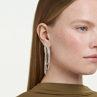swarovski أقراط hyperbola، طبقات، قطع مستدير، لون أبيض، لمسة نهائية من معادن مختلطة