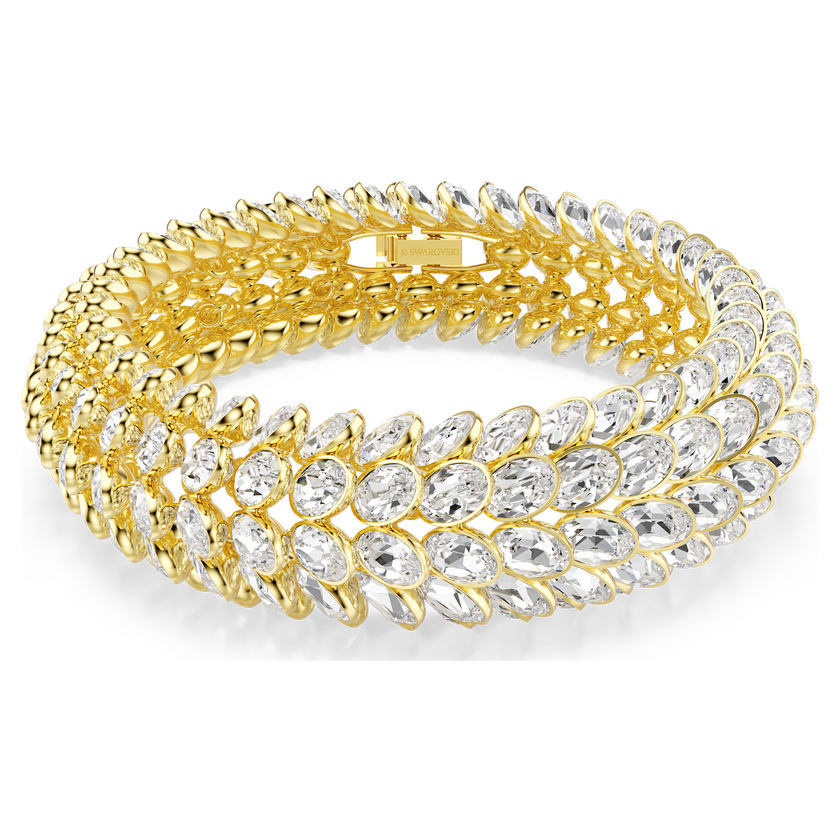 swarovski سوار idyllia، قطع بيضاوي، لون أبيض، طلاء باللون الذهبي