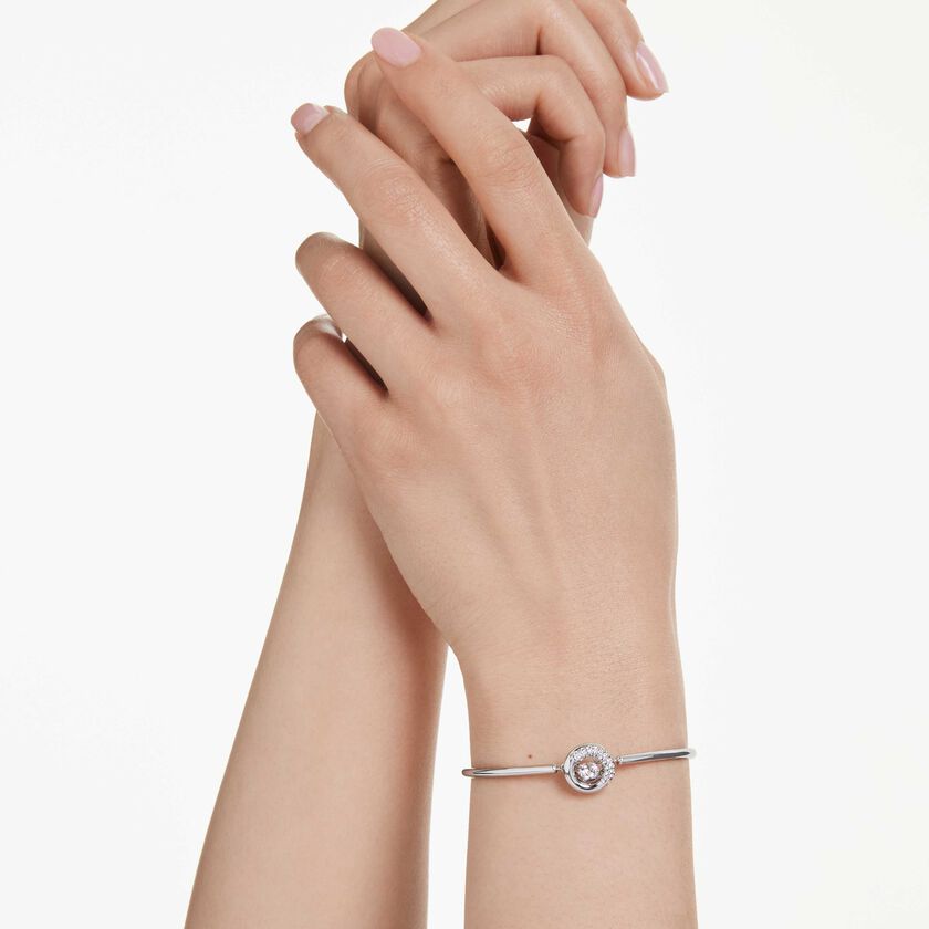 swarovski سوار dextera، قطع مستدير، لون أبيض، طلاء روديوم