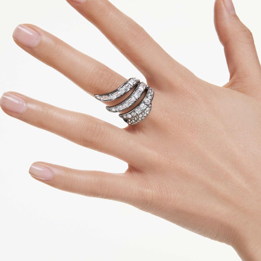 swarovski خاتم the vienna collection، شكل بجعة، لون أبيض، طلاء روثينيوم
