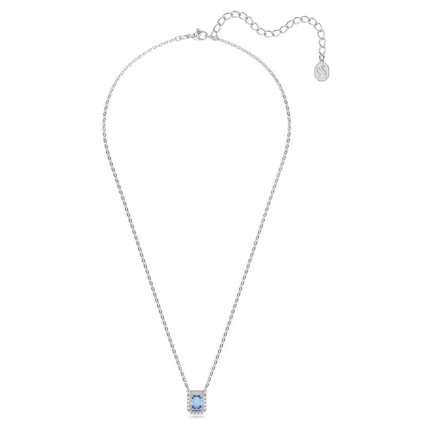 swarovski عقد una، قطع مثمن، لون أزرق، طلاء روديوم