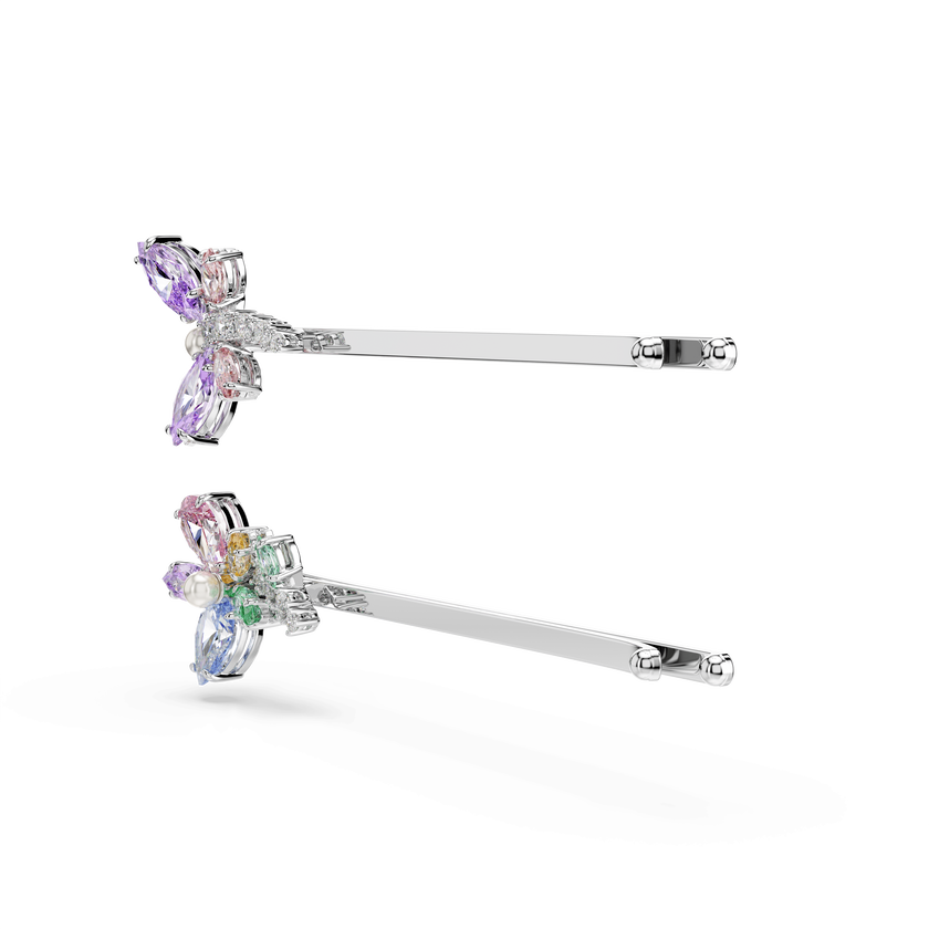 دبوس شعر ariana grande x swarovski، قطع متنوع، شكل يعسوب، شكل زهرة، ألوان متعددة، طلاء روديوم